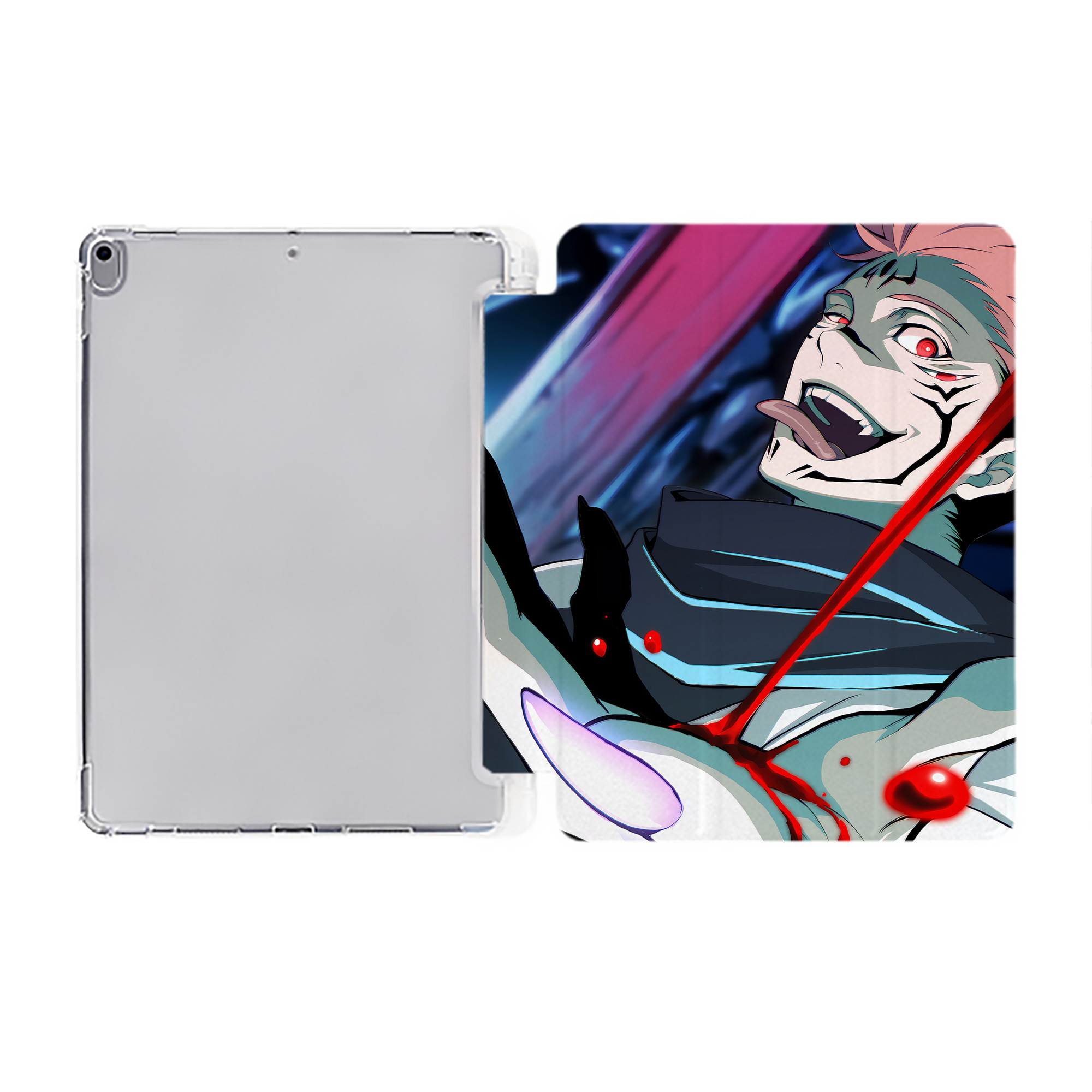 （画像用） 呪術廻戦 Jujutsu Kaisen IPad ケース ペン収納付き 三つ折りスタンド PUレザー×シリコン 対応機種9.5/10.5/10.9インチ